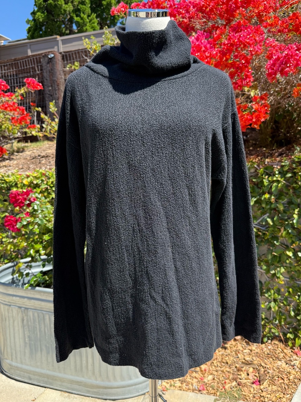 Margaret Winters lagenlook cotton nubby knit funnel neck sweater